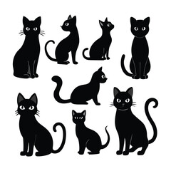 Cat Cartoon Silhouette Vector Illustration Collection