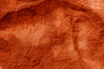 Grunge lush lava concrete background. Textured plaster wall. Creative backdrop for your design. Color of the year 2025 concept. Top view, layout for design. Surface with peeling shabby pattern.