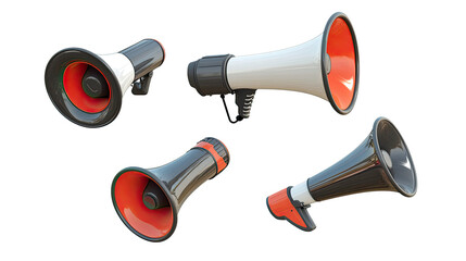 Various Modern Megaphones Displayed on a Light Background Generative AI