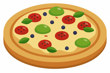 delicious, testy pizza isolated with olive and pepper