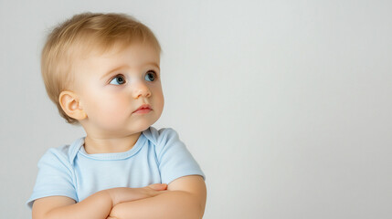 Naklejka premium portrait serious stern baby 