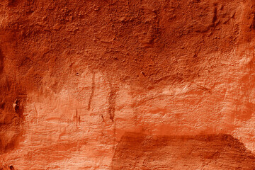 Grunge lush lava concrete background. Textured plaster wall. Creative backdrop for your design. Color of the year 2025 concept. Top view, layout for design. Surface with peeling shabby pattern.