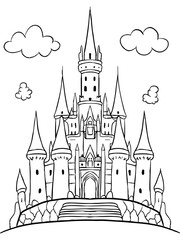 castle line art for coloring book illustration
