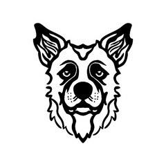 dog head line art outline illustration 