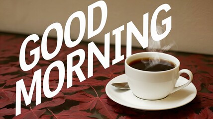 Good morning next to a cup of coffee 