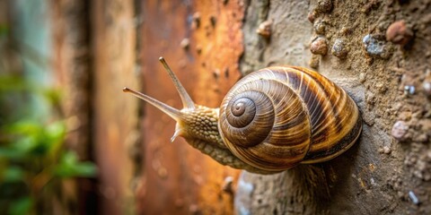 Close Up of Snail on Vintage Wall - Urban Nature Photography