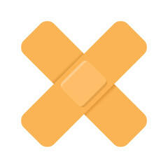 Vector illustration of two medical patches crossing each other, medical bandages, plasters. Closeup. Realistic style design