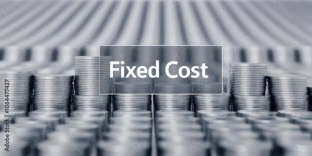 Poster understanding fixed cost analyzing coins in uniform stacks for business financial management