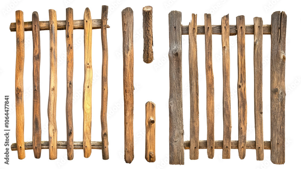 Poster old wooden fences crafted from rustic timber in a peaceful setting generative ai