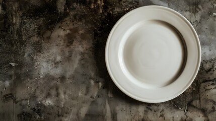 Empty white ceramic round plate isolated on white background. 