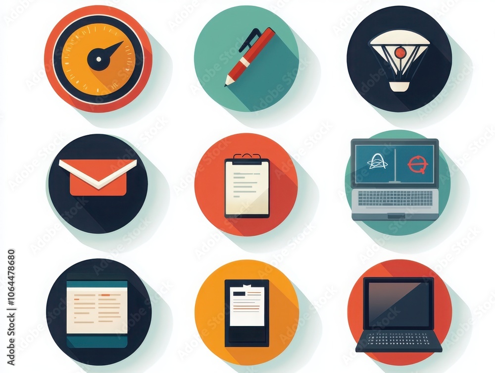 Poster streamlined icon collection for enhancing online education and learning experience with visual tools