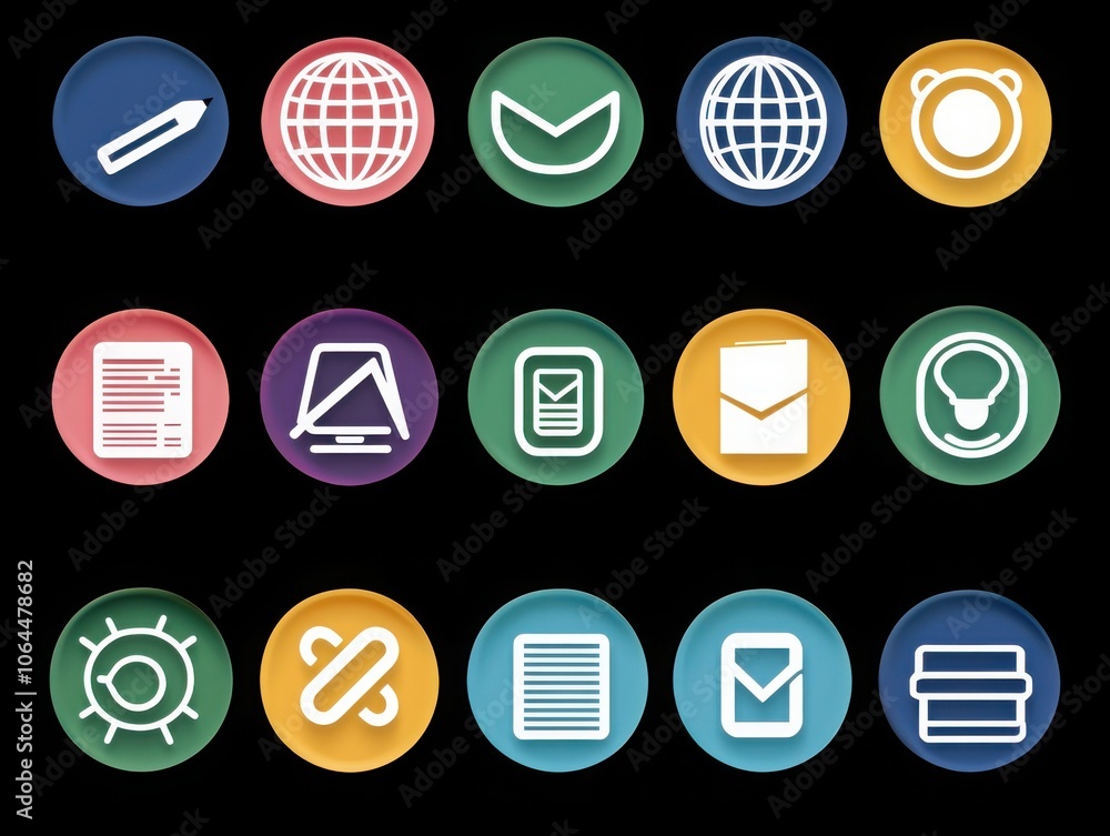 Poster simplified icon set for online education and learning enhancing digital learning experiences with vi
