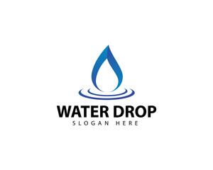 Water Logo. Blue Water Drop Icon with Circle Around isolated on White Background. Usable for Business, Science, Healthcare, Medical and Nature Logos