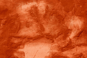 Grunge lush lava concrete background. Textured plaster wall. Creative backdrop for your design. Color of the year 2025 concept. Top view, layout for design. Surface with peeling shabby pattern.