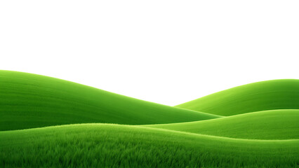 Green grassy hills isolated on transparent background