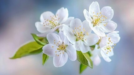 Delicate White Cherry Blossoms with Soft Focus Background