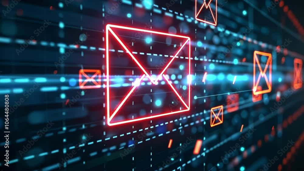 Poster encrypted email messages flow through cyberspace, ensuring privacy and security. the abstract blue a