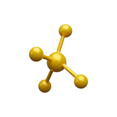 Gold plastic molecule element. 3D icon.