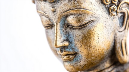 Close-Up of Serene Buddha Sculpture in Gold and Bronze