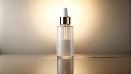 Elegant Matte Glass Bottle for Cosmetic Serum Mock-Up Design with Copy Space for Branding