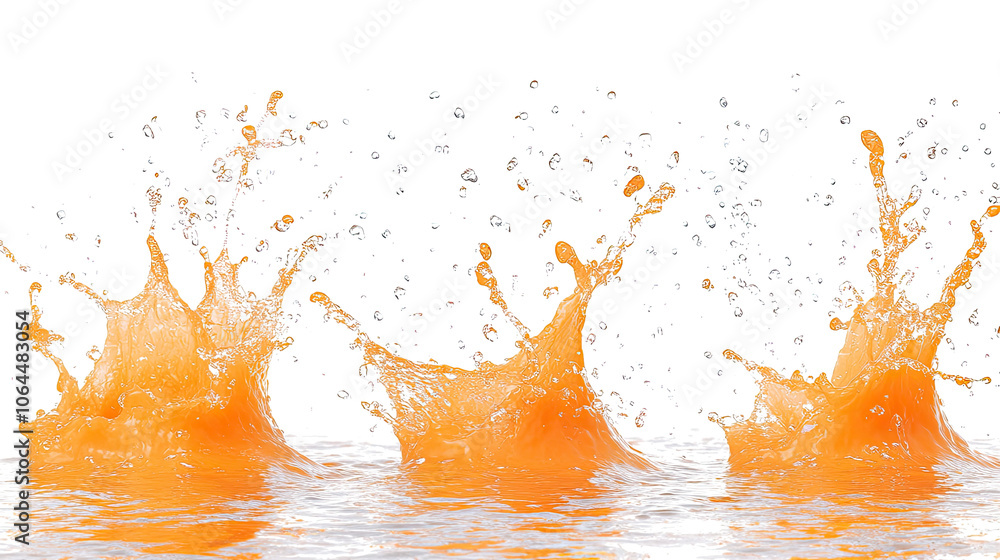 Poster orange water splashes create dynamic patterns under bright lighting generative ai