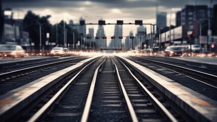 Naklejka premium railway in the night