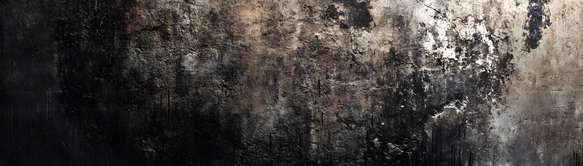 Dark, Textured Wall with Peeling Paint and Streaks
