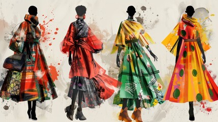 Fototapeta premium Designers creating sustainable luxury fashion that combines high-end style with eco-friendly materials. Illustrations
