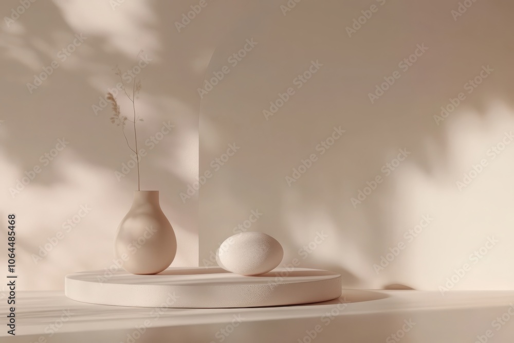 Poster essential elements for a minimalist workspace neatly arranged in a soft aesthetic embrace of simplic