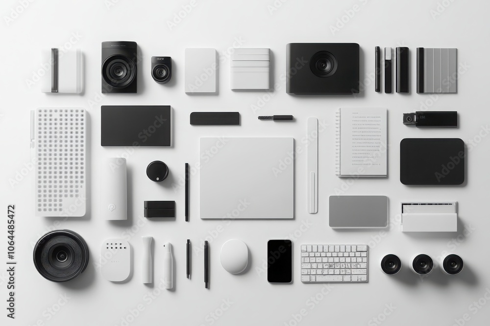 Poster neatly arranged minimalist workspace essentials in style for modern productivity and aesthetic appea