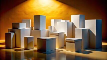 Elegant White Paper Boxes Silhouette for Product Design Mock-Up Showcase
