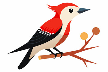Beautiful woodpecker eats a peanut red-bellied vector illustration