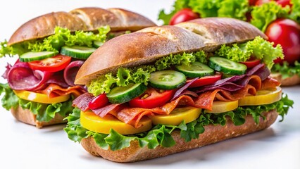 Delicious Sandwiches, Fresh Veggies, Smoked Sausage - Documentary Style Food Photography