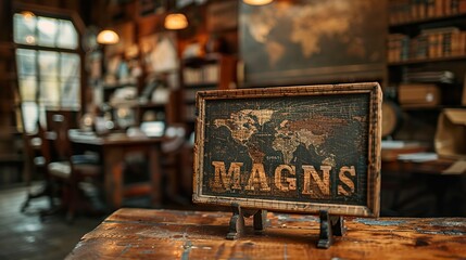 Vintage World Map Wooden Sign with Rustic Charm