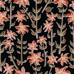 Whispers of Earth: An Enchanting Lily Garden in warm natural tones. Seamless pattern