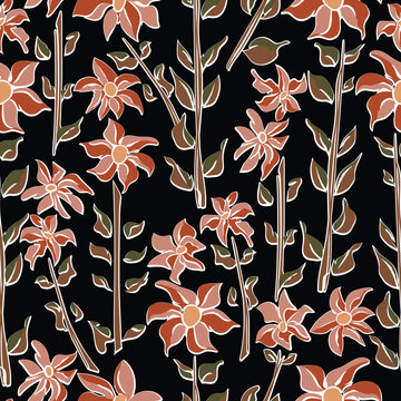 Whispers of Earth: An Enchanting Lily Garden in warm natural tones. Seamless pattern