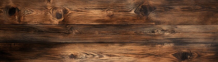 Naklejka premium Close-up of Brown Wooden Planks with Knots and Grain