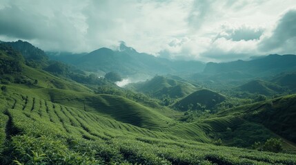 Naklejka premium Green Tea Hill Long Coc, Phu Tho