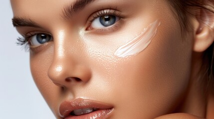 Fototapeta premium Peptide Moisturizer: This cream is enriched with peptides to boost collagen production, firm the skin, and diminish the visible signs of aging. 