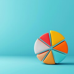 Fototapeta premium A colorful pie chart is displayed on a blue background