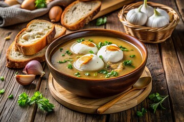 Experience the flavors of Portugal with Acorda, a bread soup enriched with garlic, eggs and olive oil.