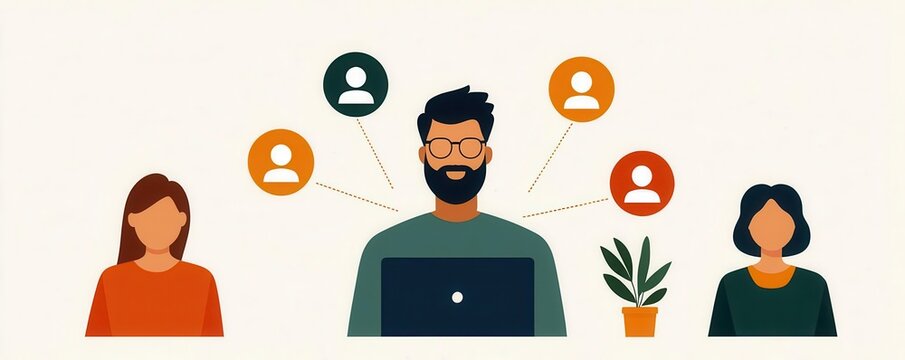 Interactive Onboarding Portal Digital platform for new hires, human resources development onboarding, providing access to essential resources and training materials, illustration