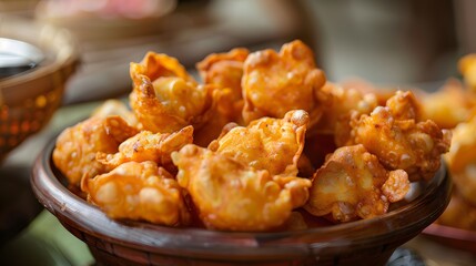 Ganthiya are deep fried Indian snacks made from chickpea flour. 
