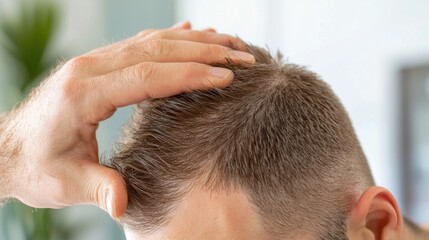 Obraz premium Hair specialist applies follicle growth solution for healthier hair