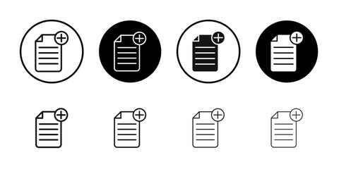 Add document icon flat line symbol set.