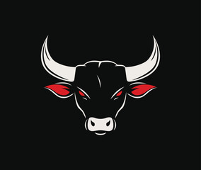 Bull Vector, Bull head line sign illustration

