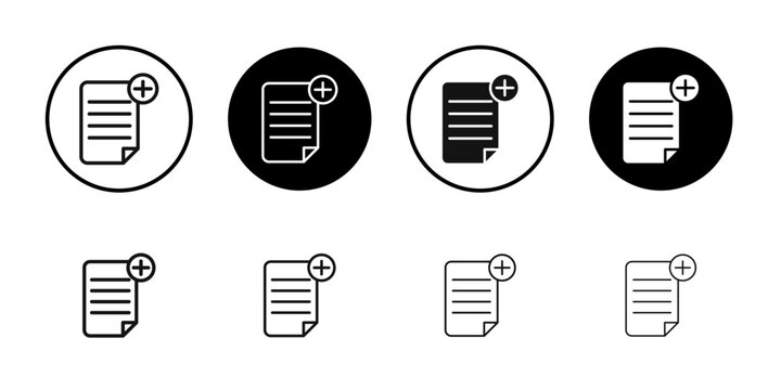 Add document icon flat line symbol set.