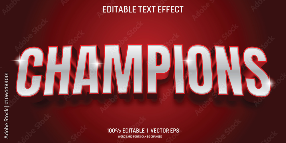 Fototapete editable champions vector 3d text effect with modern style design
