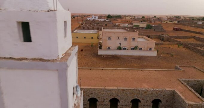 Chinguetti Town At Sunrise In Mauritania - Aerial Pullback