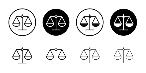 Balance scale icon flat line symbol set.